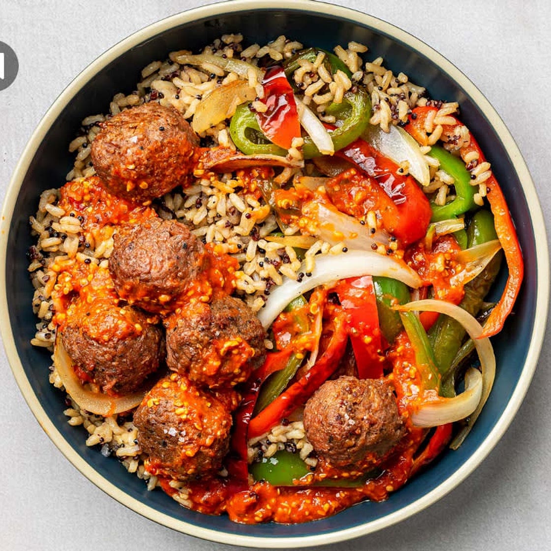Impossible Meatball Pepper Rice Bowl