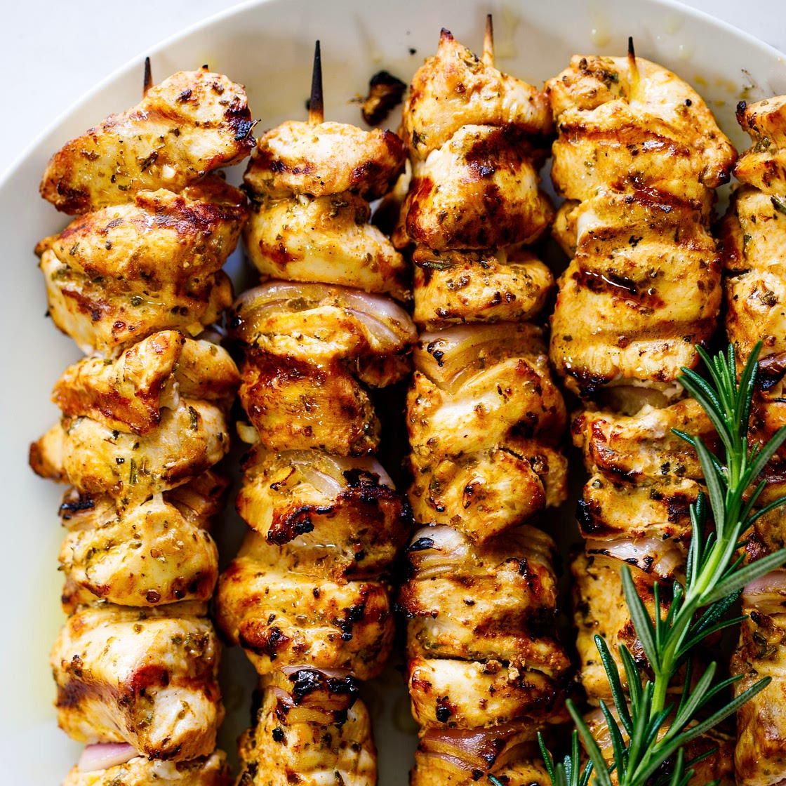 Greek grilled chicken skewers