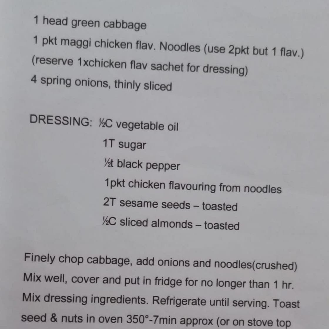 Crunchy Cabbage Slaw