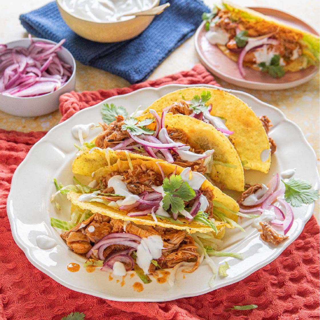 Easy Slow Cooker Chicken Tacos Recipe | Bored of Lunch