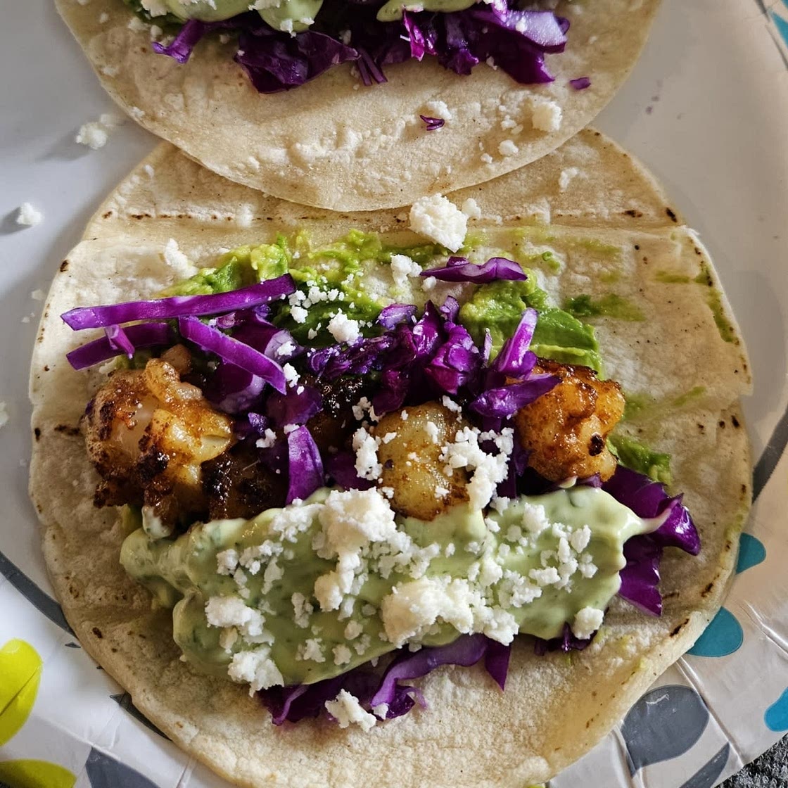 Spicy Shrimp Tacos with Garlic Cilantro Lime Slaw