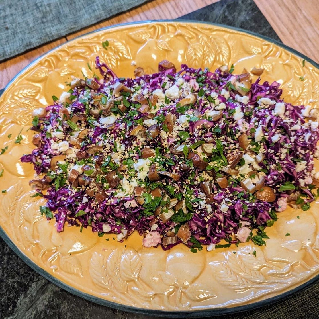 date, feta and red cabbage salad