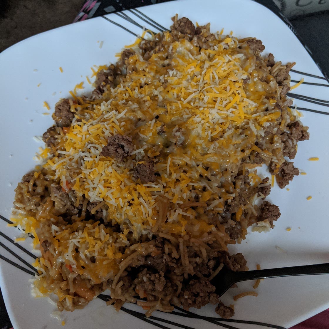 Last Minute Beef Rice on Bread