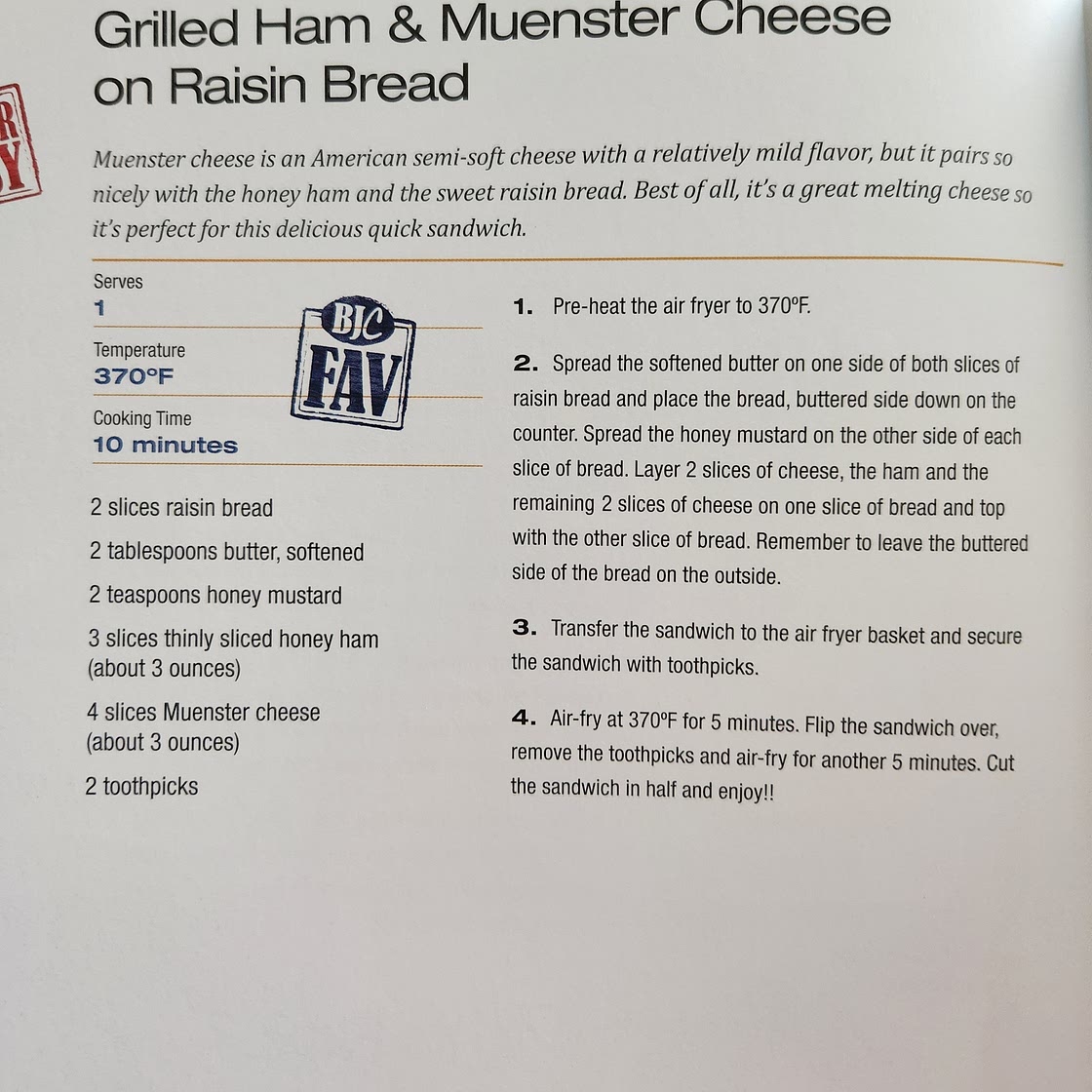 Grilled Ham and Cheese on Cranberry Bread - Air Fry Everything