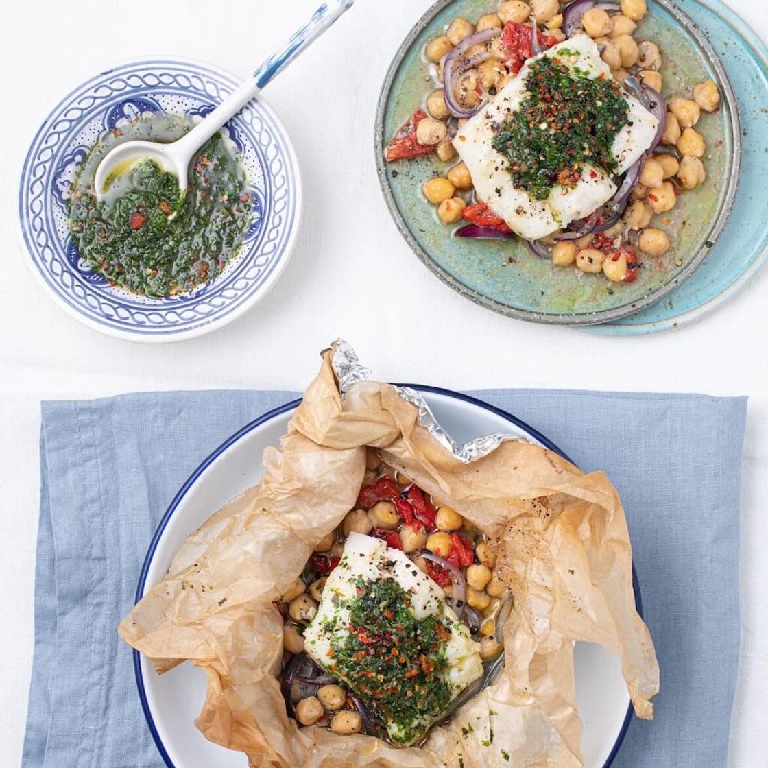 15 minute chermoula fish parcels that won't even mucky your plat
