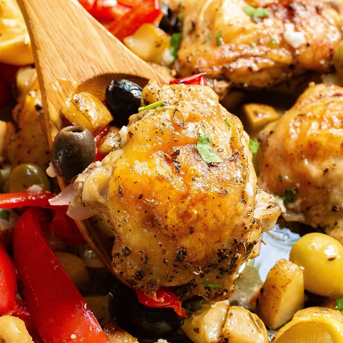 Sheet Pan Greek Chicken Thighs