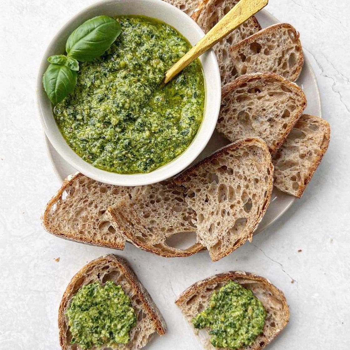 Homemade Lemon Basil Pesto with Toasted Pine Nuts