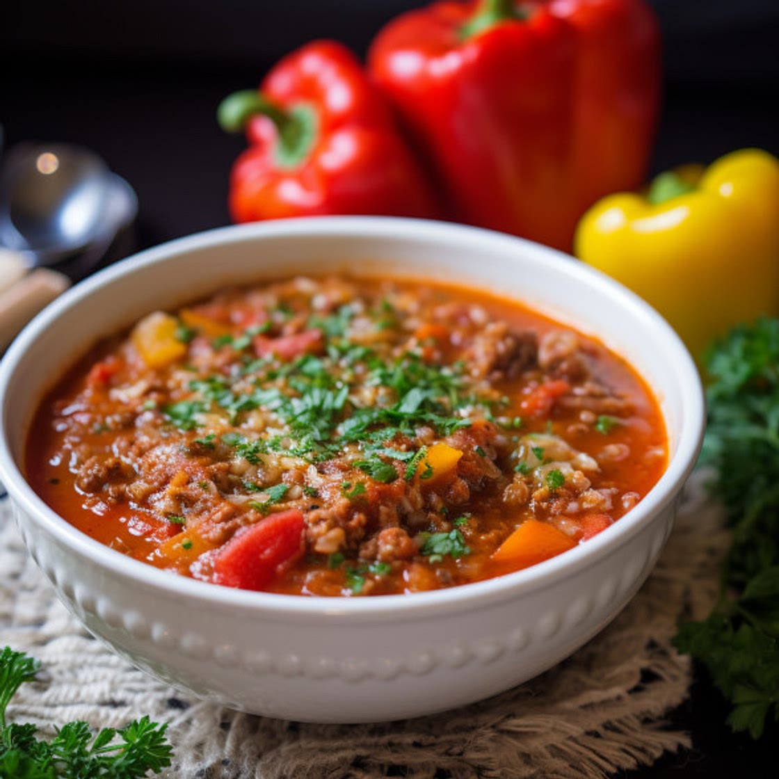 Hearty Stuffed Pepper Soup - A Bowl of Comfort and Flavor!