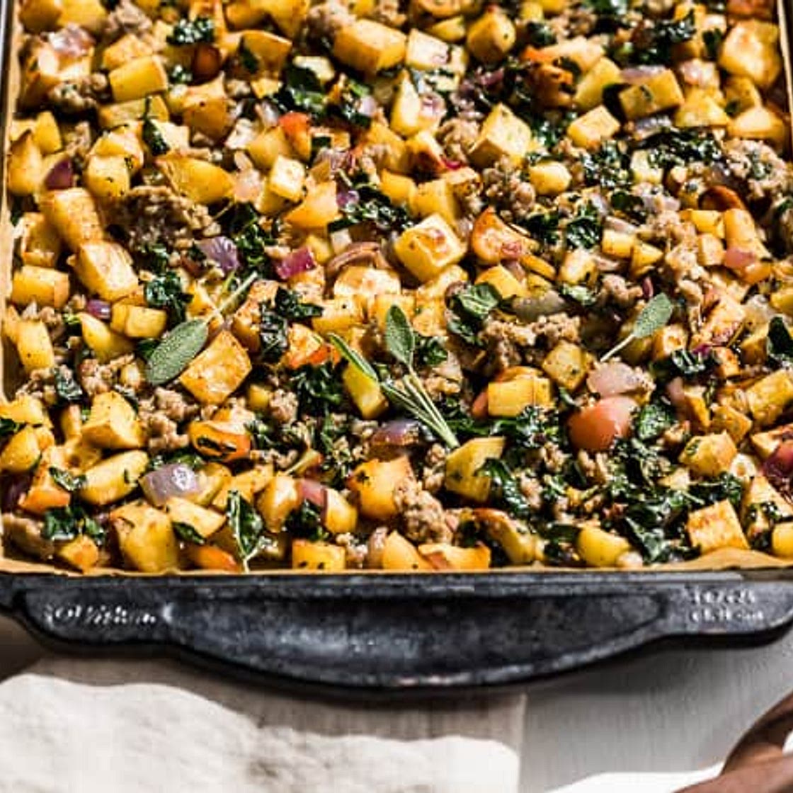 Sweet Potato Sausage Apple Hash