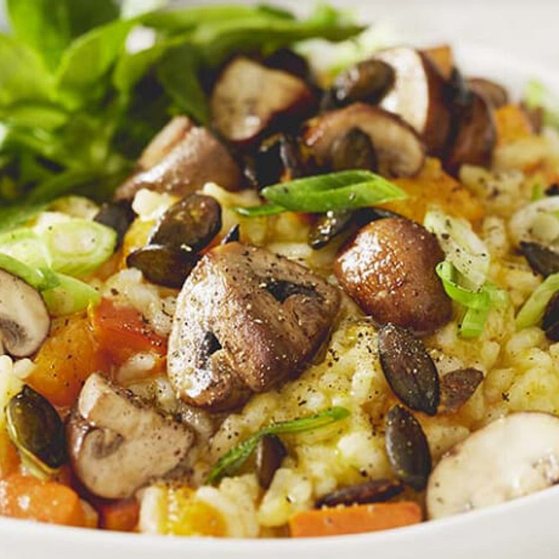 Kürbis-Risotto mit Pilzen