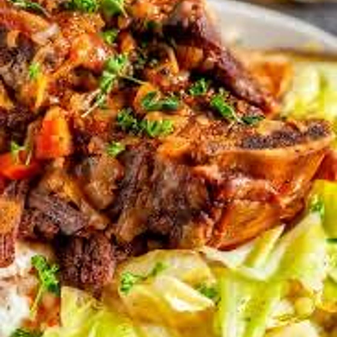Sticky Irish Short Ribs w/ Cabbage-Mustard Mash