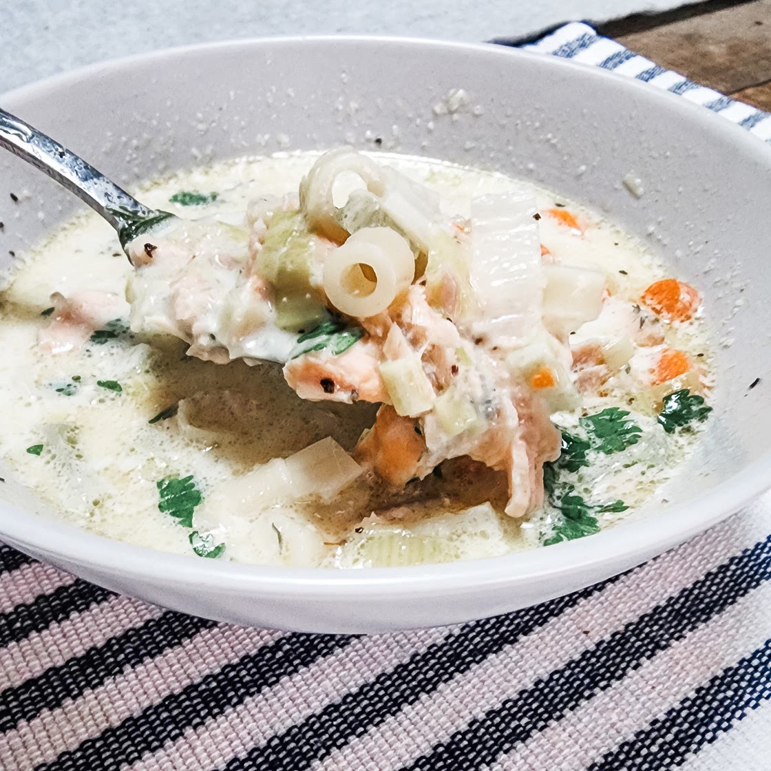 Leftover Pellet Smoked Salmon Soup