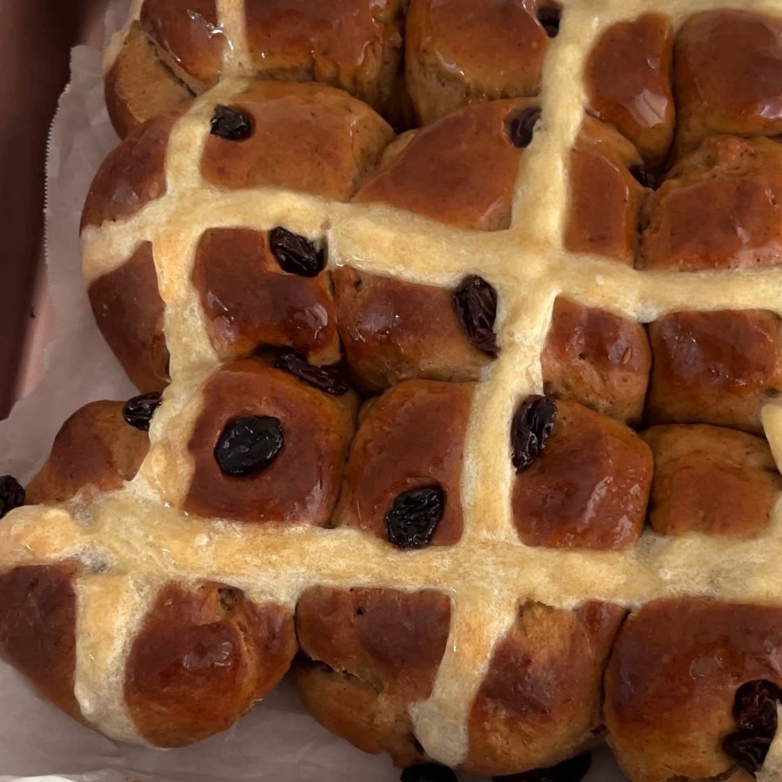 Homemade hot cross buns 