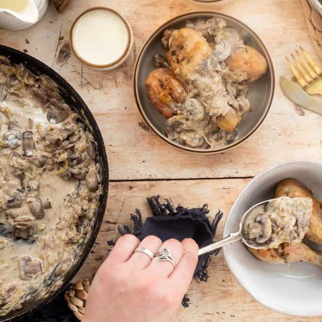 Creamy Chicken Drumsticks in an Easy Mushroom Sauce