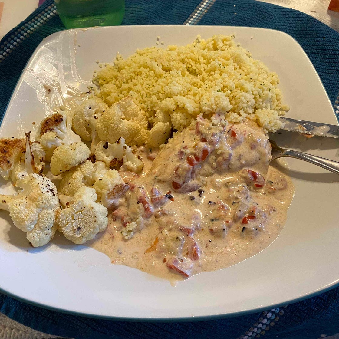 Chicken with Red Pepper Cream Sauce (no ingredients)