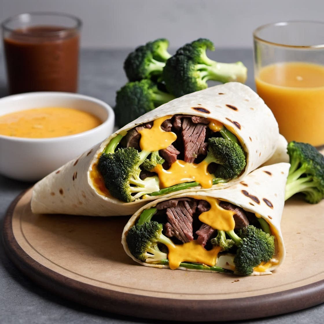 Beefand broccoli wraps