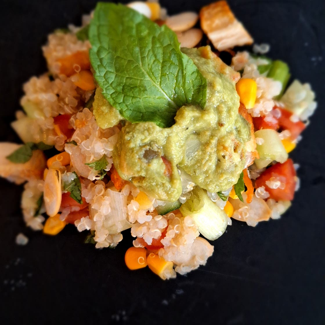 Quinoa salad with avocado mayo