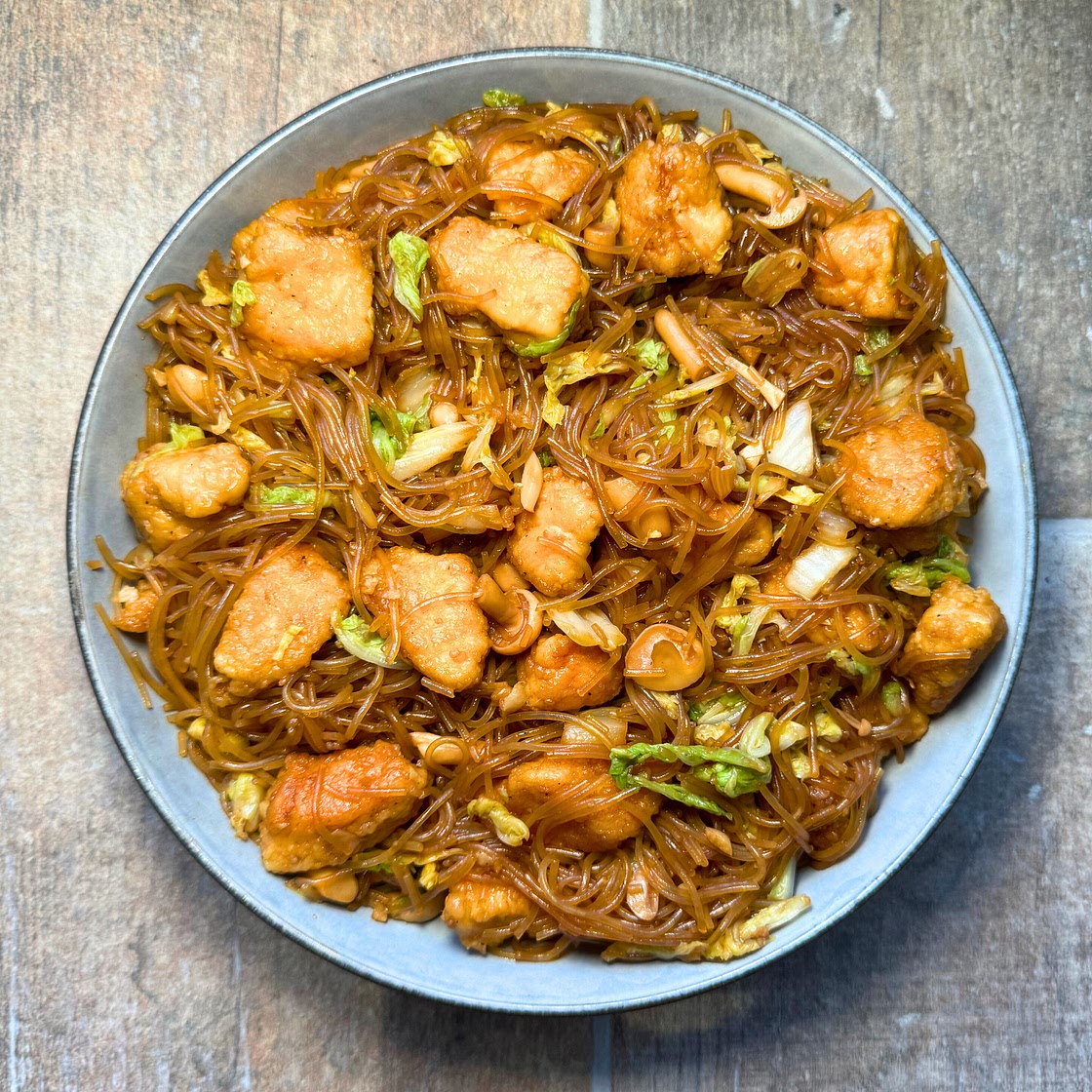 Chicken Cabbage Glass Noodles Stir-Fry