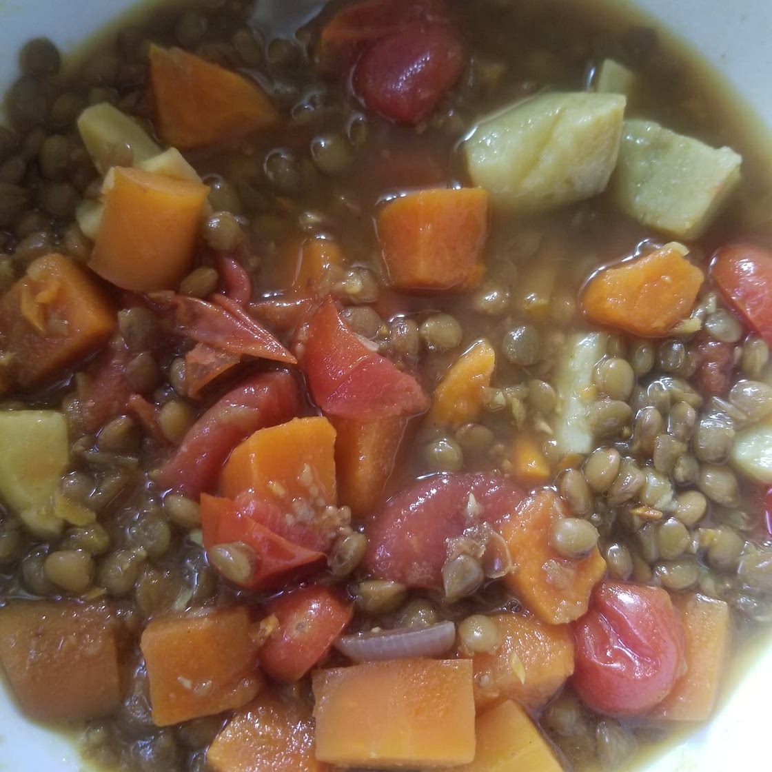 Moroccan Sweet Potato and Lentil Soup