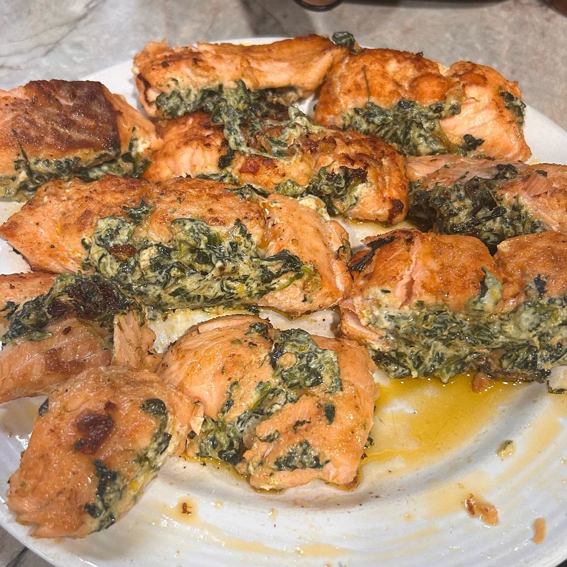Creamy Spinach Stuffed Salmon