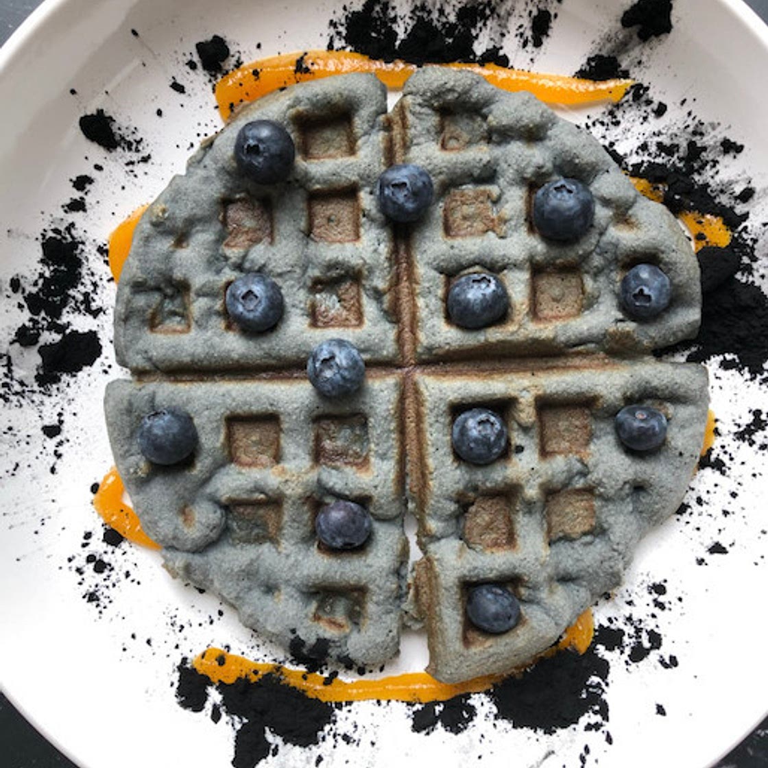 SCD Charcoal Waffles with Apricot Jam