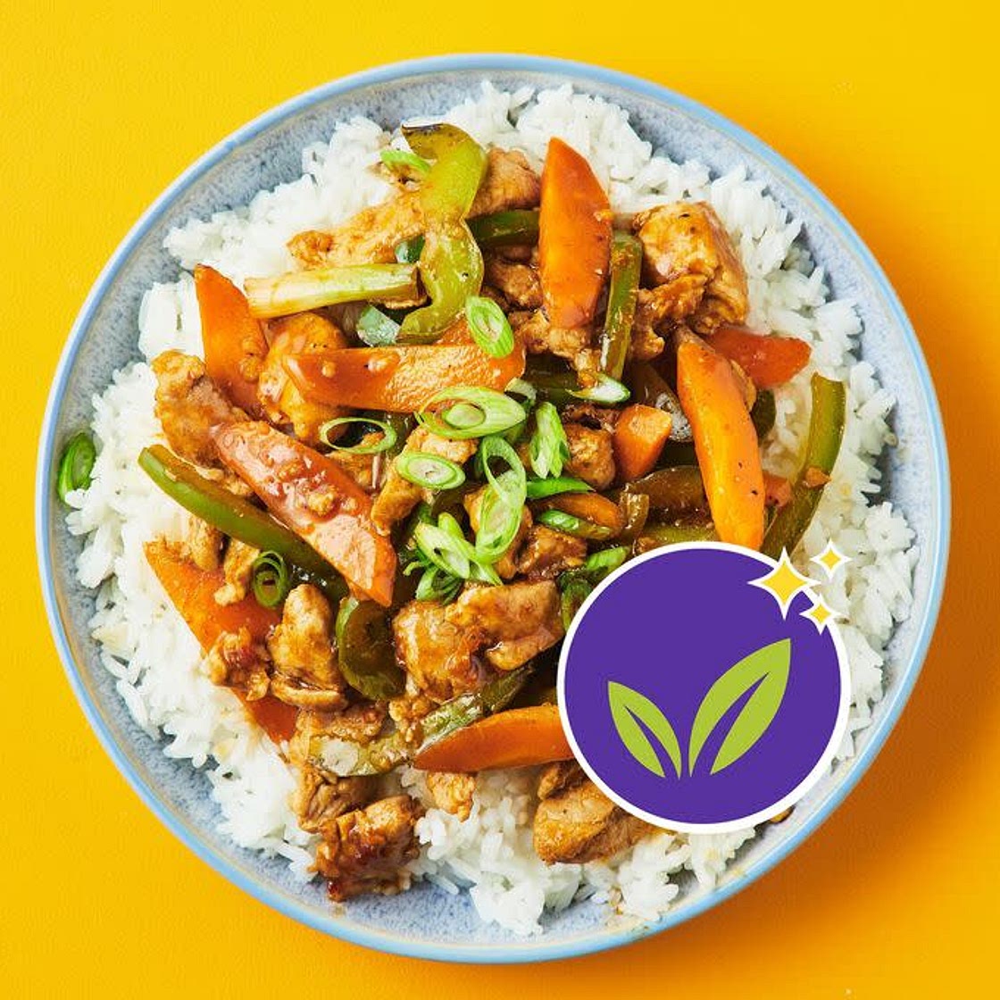 Sweet Chilli Tofu Stir-Fry 
with Steamed Rice and Spring Onion