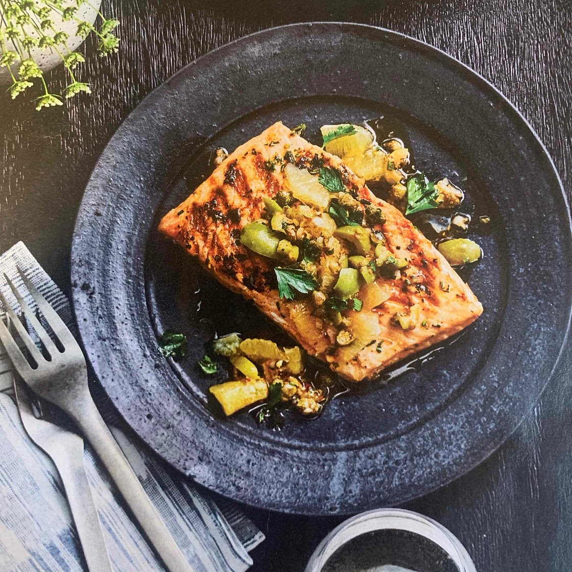 Grilled King Salmon with Meyer Lemon Relish