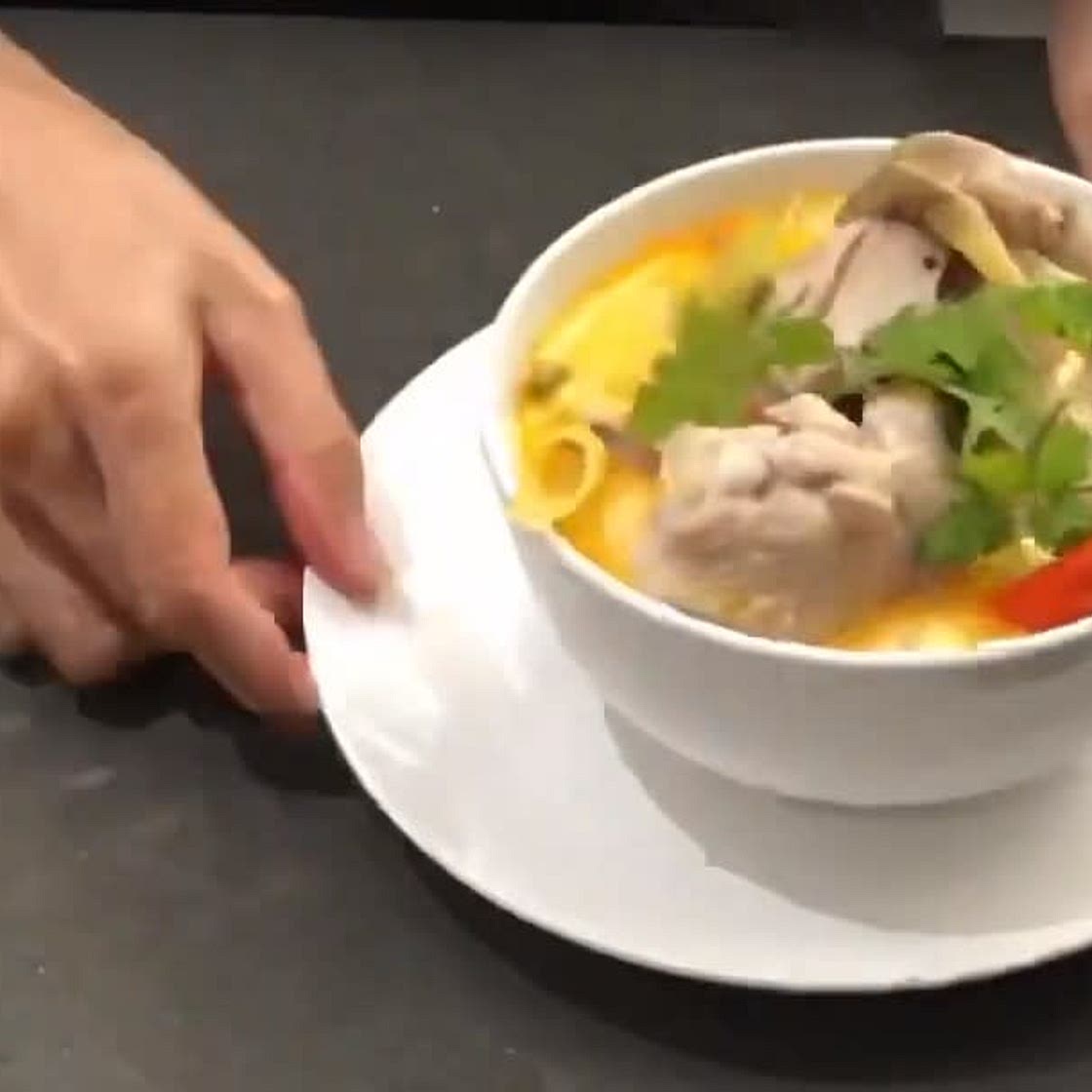 Tom Kha Kai Thai coconut soup spicy with a hint of galangal