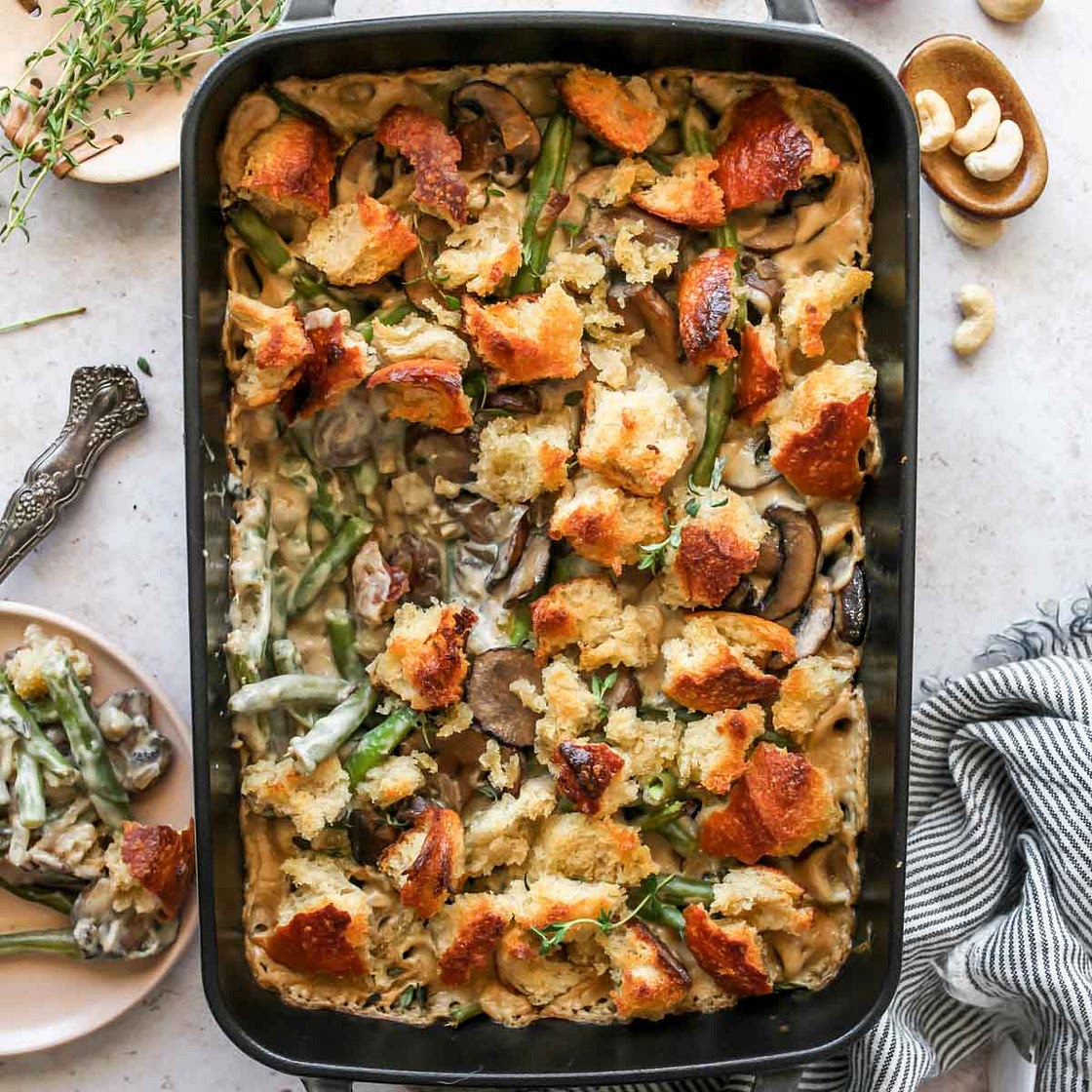 Green Bean Casserole with Cashew Cream (Vegan/Dairy Free)