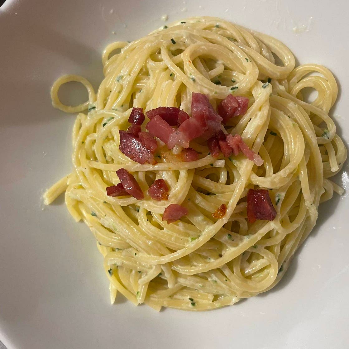 Zucchini Pasta mit Speck