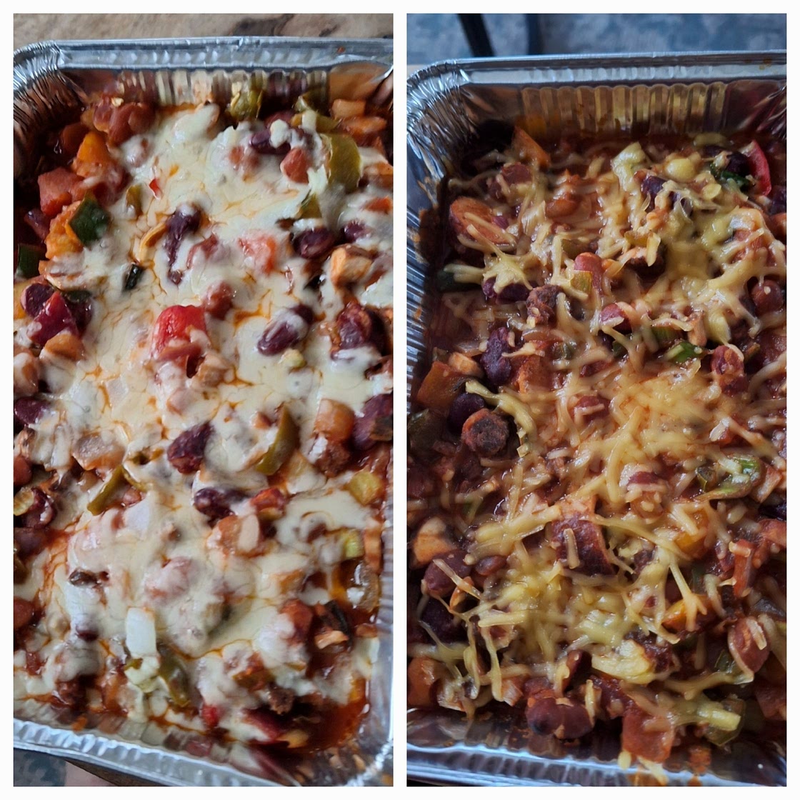 Cheesy baked Mexican beef and beans