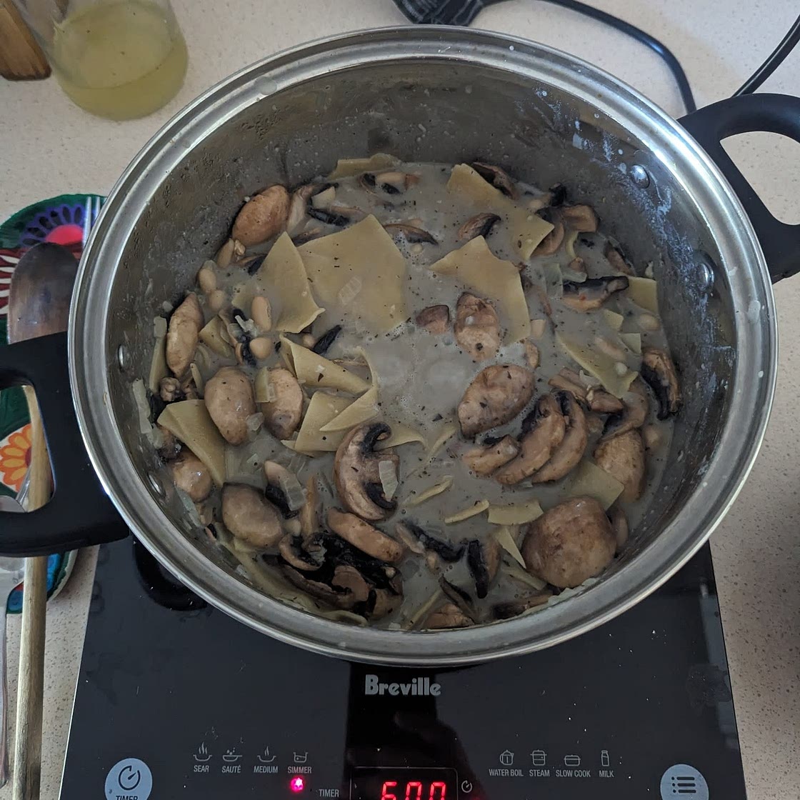 White Bean & Mushroom Lasagna Soup