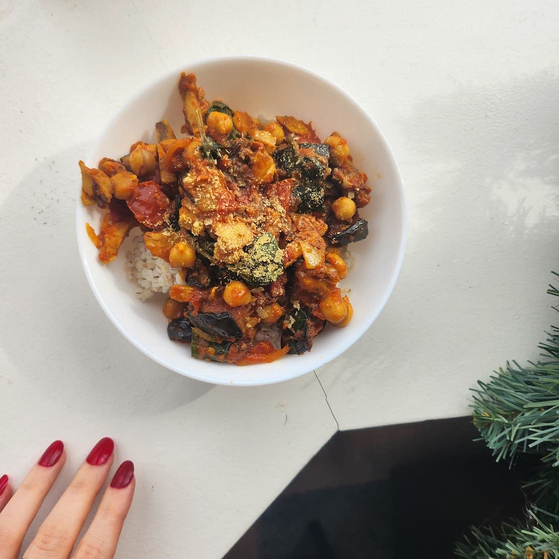 Vegan Roasted Aubergine and Chickpea Curry