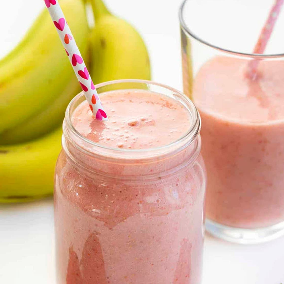 Banana and Strawberry Fruit Smoothie