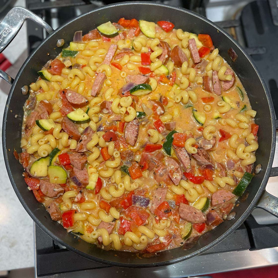 One Pot Smoked Sausage and Veggie Pasta