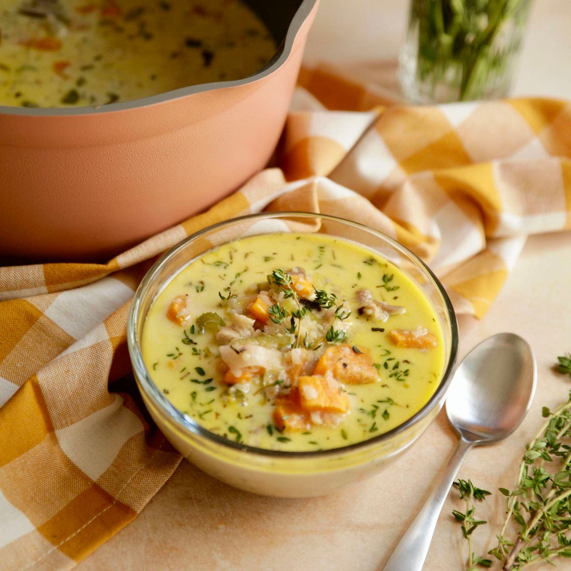 Whole30 Creamy Chicken & Cauliflower Rice Soup