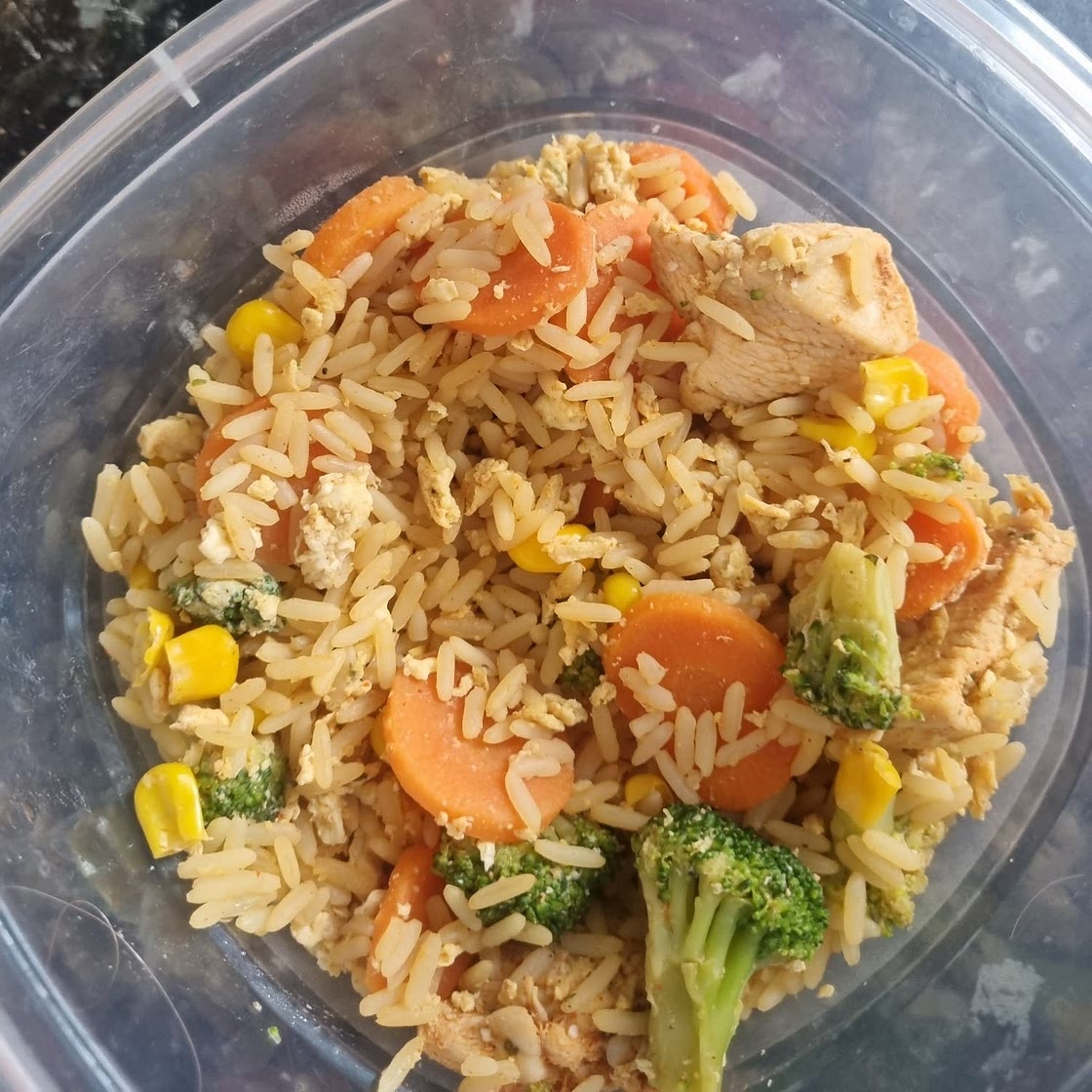 Egg fried rice and chicken