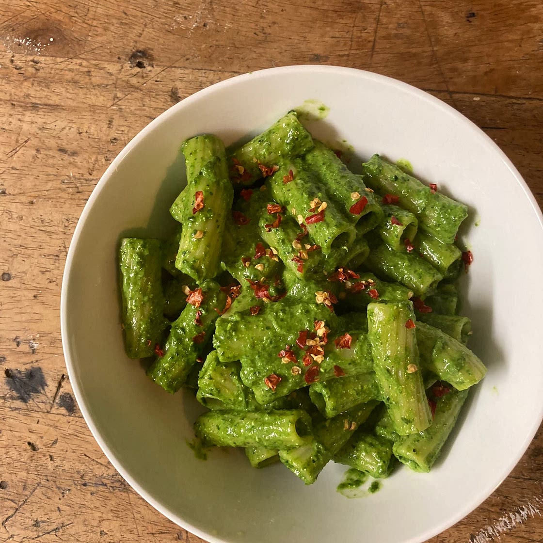 Whipped Feta Green Goddess Pasta
