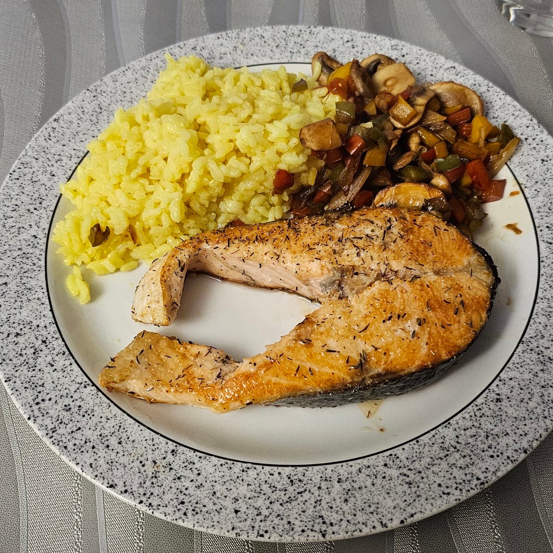 Salmón con arroz