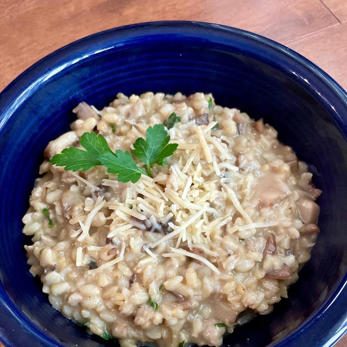 Barley Risotto with Mushrooms and Italian Chicken Sausage
