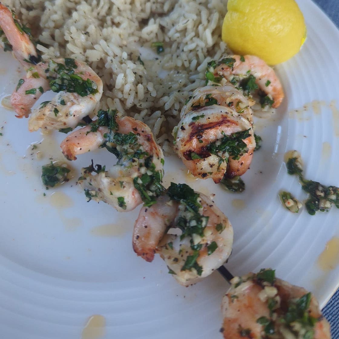Garlic Grilled Shrimp Skewers