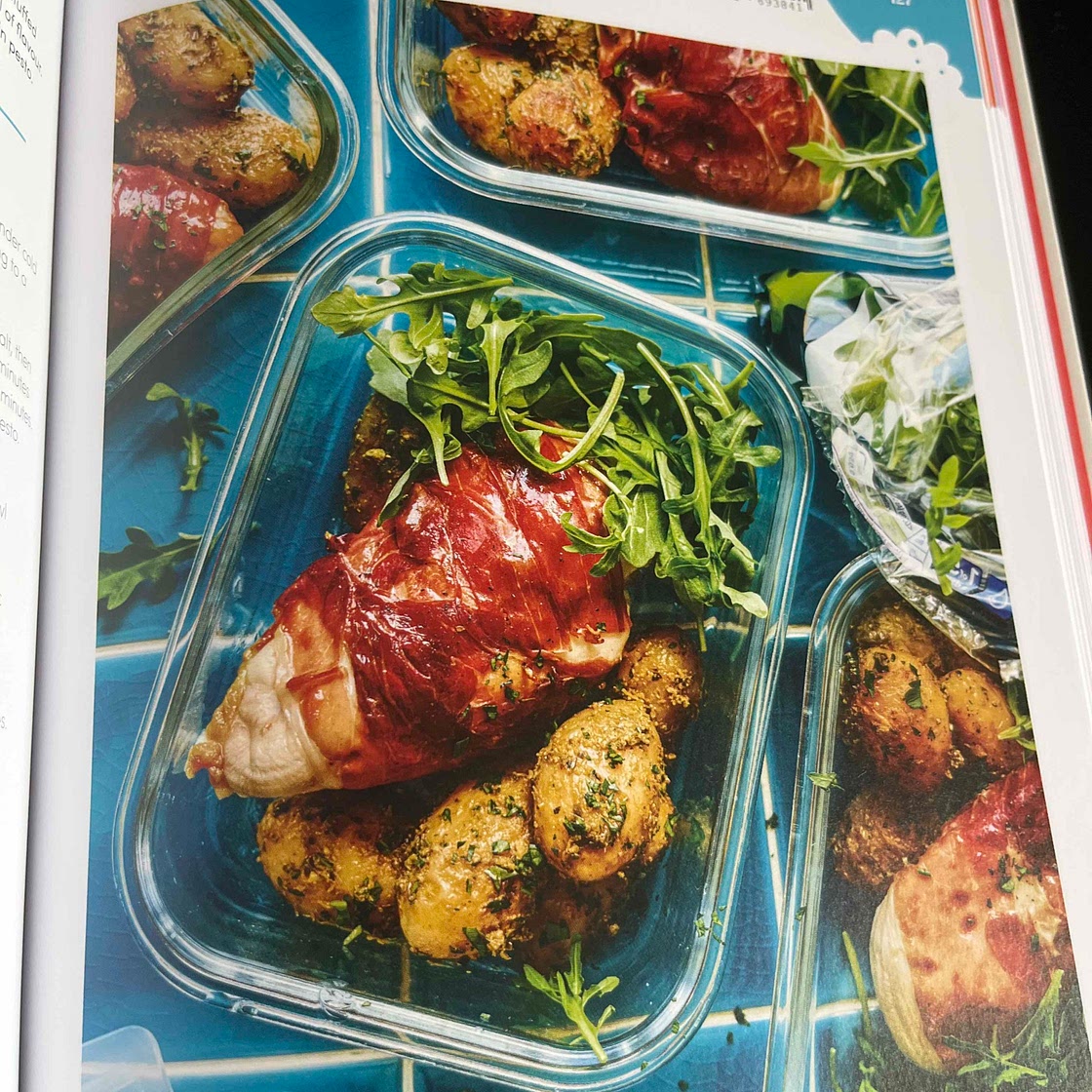 Prosciutto-stuffed chicken and pesto potatoes 