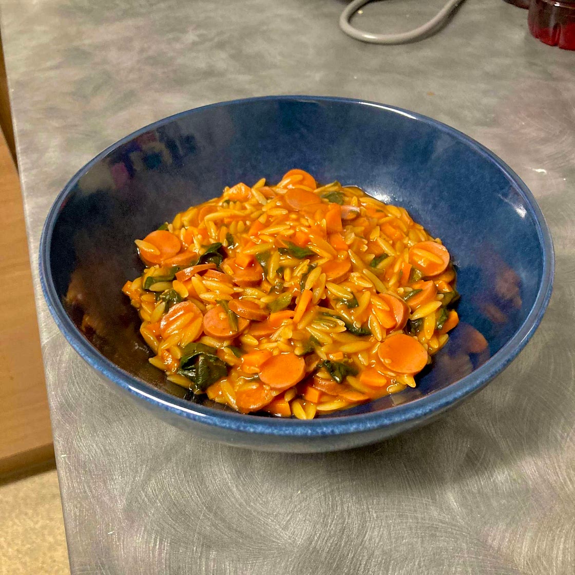 Hotdog inspired orzo