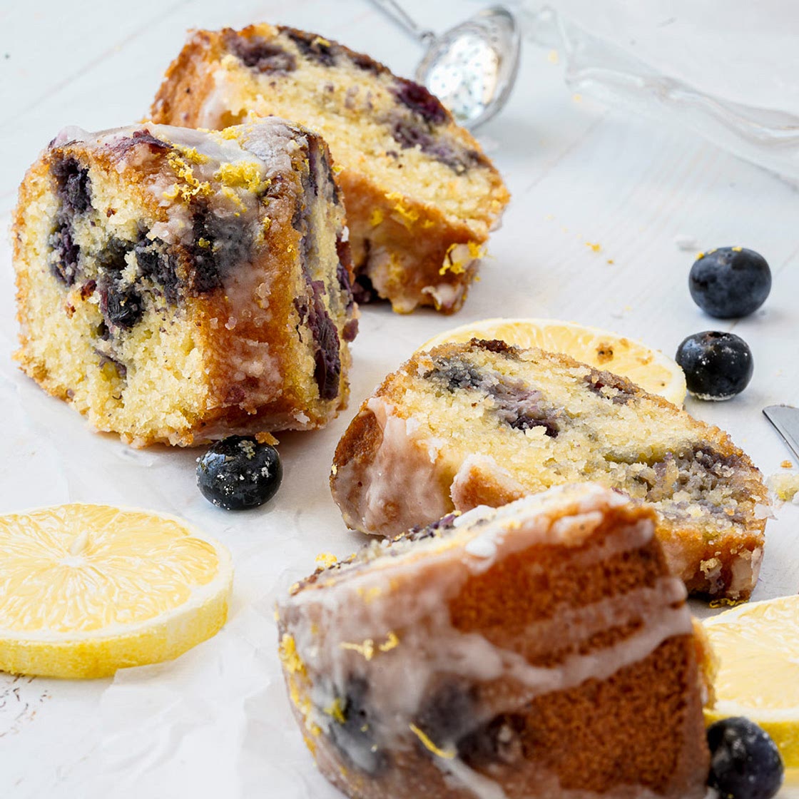 Gluten Free Lemon Cake with Blueberries (No Sugar Added)