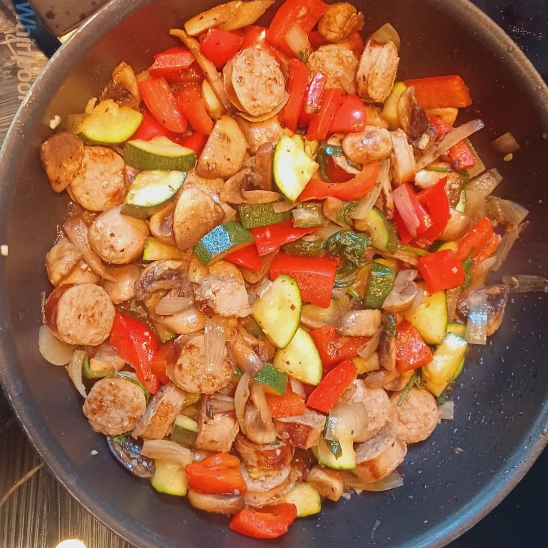 20 Minute Skillet Sausage & Zucchini