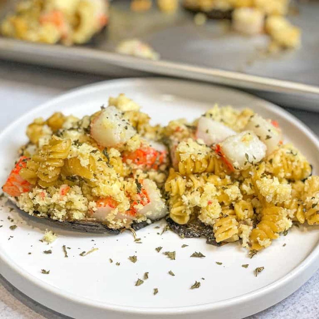 Rotini Crab Stuffed Portabella Mushrooms