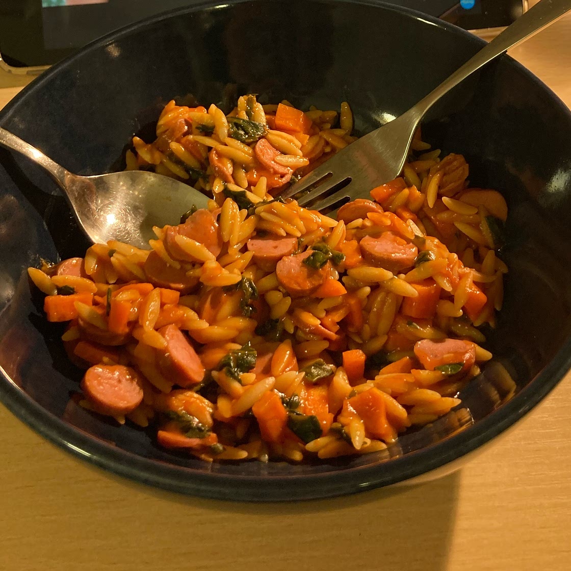 Hotdog inspired orzo