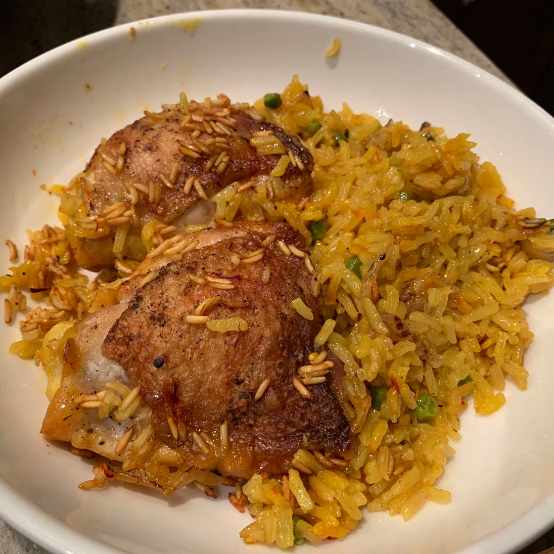 Crispy Chicken and Saffron Rice
