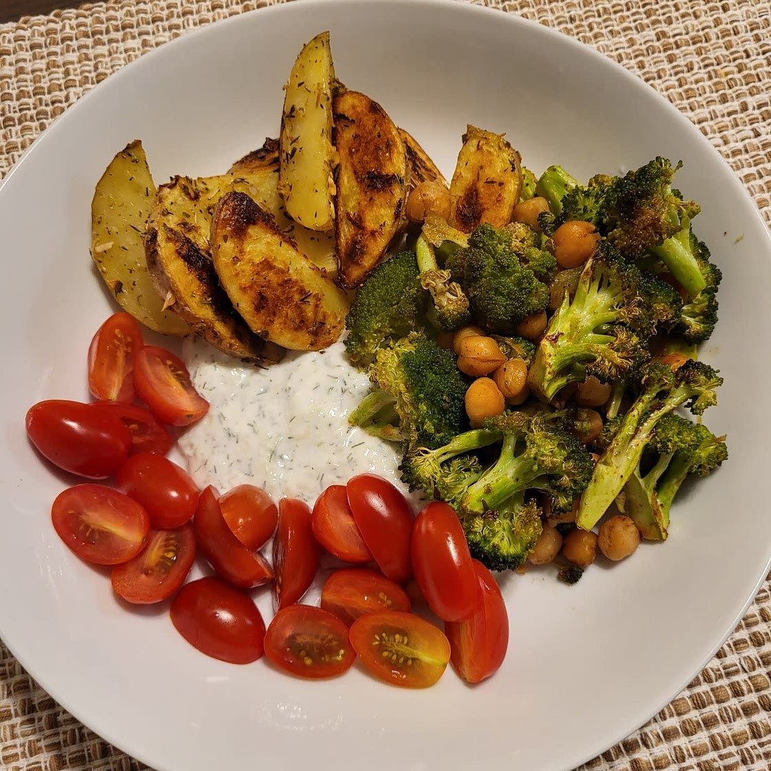 Mediterranean Roasted Potato & Tzatziki Bowl