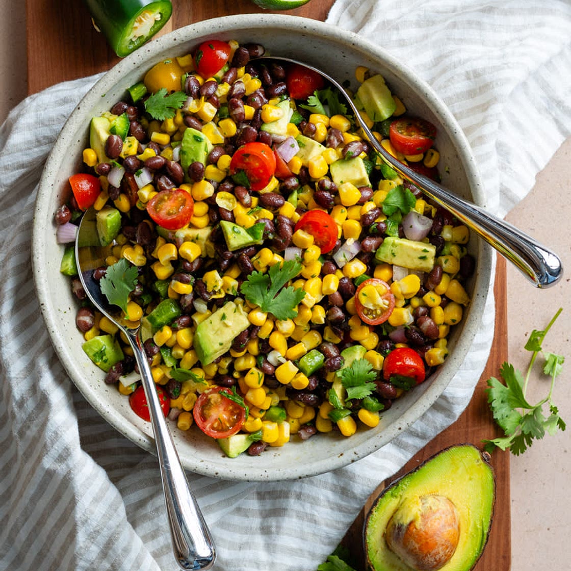Quick & Healthy Corn and Black Bean Salsa with Avocado